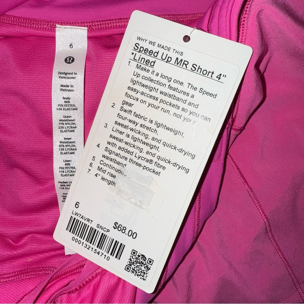 lululemon athletica Women's Speed Up Sonic Pink Athletic Shorts - Picture 3 of 3